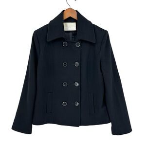 FLEURETTE x LORO PIANA 100% Wool Coat Double Breasted Black